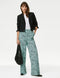 Printed Drawstring Wide Leg Trousers